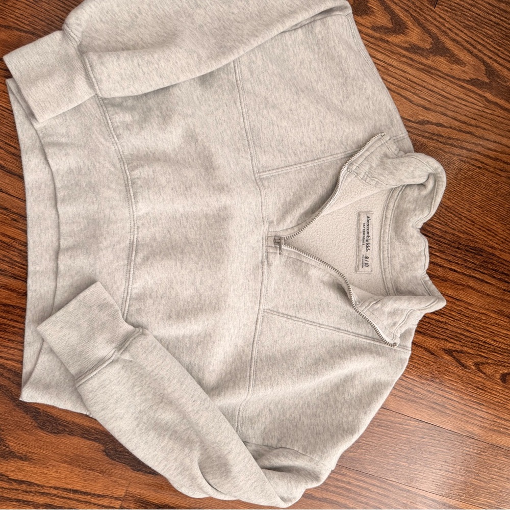 Abercrombie & Fitch girl Half-Zip Sweatshirt - Light Heather Gray
